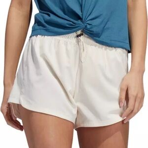 NWT Adidas womens pacer bungee shorts white cream athletic elastic waist medium